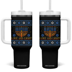 Ugly Hanukkah Tumbler With Handle Love and Light Jew Menorah Jewish Chanukah TS10 One Size: 40 oz Black Print Your Wear