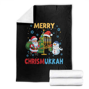 Merry Chrismukkah Throw Blanket Happy Christmas Hanukkah Jewish Santa Snowman TS10 Black Print Your Wear