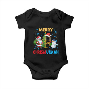 Merry Chrismukkah Baby Onesie Happy Christmas Hanukkah Jewish Santa Snowman TS10 Black Print Your Wear