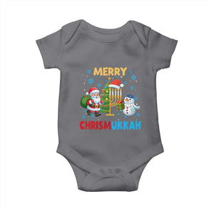 Merry Chrismukkah Baby Onesie Happy Christmas Hanukkah Jewish Santa Snowman TS10 Charcoal Print Your Wear