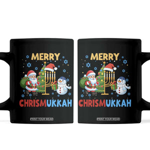 Merry Chrismukkah Coffee Mug Happy Christmas Hanukkah Jewish Santa Snowman TS10 Black Print Your Wear