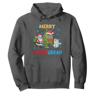 Merry Chrismukkah Hoodie Happy Christmas Hanukkah Jewish Santa Snowman TS10 Dark Heather Print Your Wear