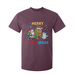 Merry Chrismukkah T Shirt For Kid Happy Christmas Hanukkah Jewish Santa Snowman TS10 Maroon Print Your Wear
