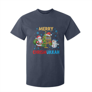 Merry Chrismukkah T Shirt For Kid Happy Christmas Hanukkah Jewish Santa Snowman TS10 Navy Print Your Wear