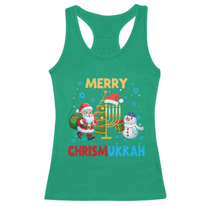 Merry Chrismukkah Racerback Tank Top Happy Christmas Hanukkah Jewish Santa Snowman TS10 Irish Green Print Your Wear