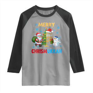 Merry Chrismukkah Raglan Shirt Happy Christmas Hanukkah Jewish Santa Snowman TS10 Sport Gray Black Print Your Wear