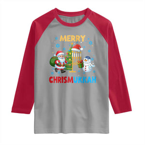 Merry Chrismukkah Raglan Shirt Happy Christmas Hanukkah Jewish Santa Snowman TS10 Sport Gray Red Print Your Wear