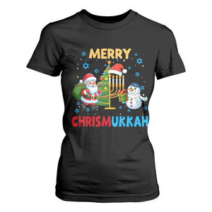 Merry Chrismukkah T Shirt For Women Happy Christmas Hanukkah Jewish Santa Snowman TS10 Black Print Your Wear
