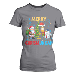 Merry Chrismukkah T Shirt For Women Happy Christmas Hanukkah Jewish Santa Snowman TS10 Charcoal Print Your Wear