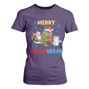 Merry Chrismukkah T Shirt For Women Happy Christmas Hanukkah Jewish Santa Snowman TS10 Purple Print Your Wear