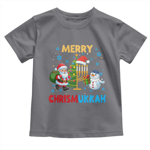 Merry Chrismukkah Toddler T Shirt Happy Christmas Hanukkah Jewish Santa Snowman TS10 Charcoal Print Your Wear
