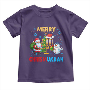 Merry Chrismukkah Toddler T Shirt Happy Christmas Hanukkah Jewish Santa Snowman TS10 Purple Print Your Wear