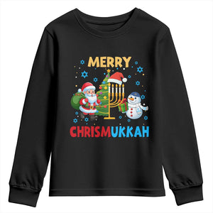 Merry Chrismukkah Youth Sweatshirt Happy Christmas Hanukkah Jewish Santa Snowman TS10 Black Print Your Wear