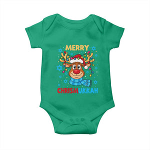 Merry Chrismukkah Baby Onesie Jewish Happy Christmas Hanukkah Reindeer Menorah TS10 Irish Green Print Your Wear