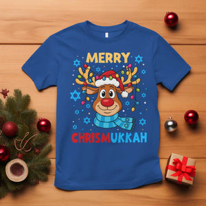 Merry Chrismukkah T Shirt Jewish Happy Christmas Hanukkah Reindeer Menorah TS10 Royal Blue Print Your Wear