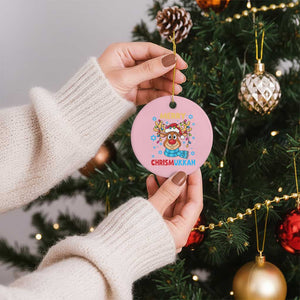 Merry Chrismukkah Ceramic Ornament Jewish Happy Christmas Hanukkah Reindeer Menorah TS10 1pc Light Pink Print Your Wear