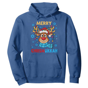 Merry Chrismukkah Hoodie Jewish Happy Christmas Hanukkah Reindeer Menorah TS10 Royal Blue Print Your Wear