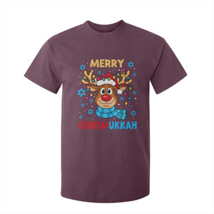 Merry Chrismukkah T Shirt For Kid Jewish Happy Christmas Hanukkah Reindeer Menorah TS10 Maroon Print Your Wear