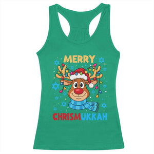 Merry Chrismukkah Racerback Tank Top Jewish Happy Christmas Hanukkah Reindeer Menorah TS10 Irish Green Print Your Wear