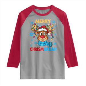 Merry Chrismukkah Raglan Shirt Jewish Happy Christmas Hanukkah Reindeer Menorah TS10 Sport Gray Red Print Your Wear