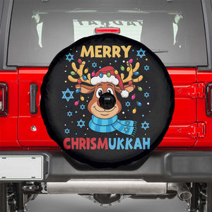 Merry Chrismukkah Spare Tire Cover Jewish Happy Christmas Hanukkah Reindeer Menorah TS10 Black Print Your Wear