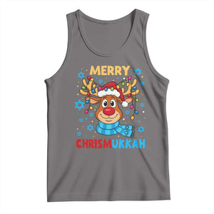 Merry Chrismukkah Tank Top Jewish Happy Christmas Hanukkah Reindeer Menorah TS10 Deep Heather Print Your Wear