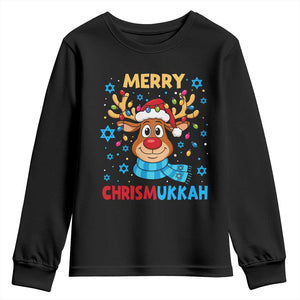 Merry Chrismukkah Youth Sweatshirt Jewish Happy Christmas Hanukkah Reindeer Menorah TS10 Black Print Your Wear