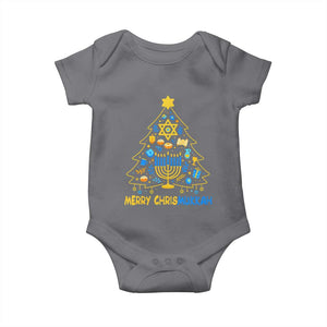 Merry Chrismukkah Baby Onesie Jewish Happy Hanukkah Christmas Tree TS10 Charcoal Print Your Wear