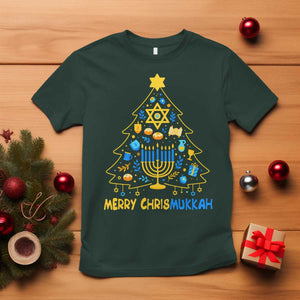 Merry Chrismukkah T Shirt Jewish Happy Hanukkah Christmas Tree TS10 Dark Forest Green Print Your Wear