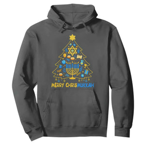 Merry Chrismukkah Hoodie Jewish Happy Hanukkah Christmas Tree TS10 Dark Heather Print Your Wear