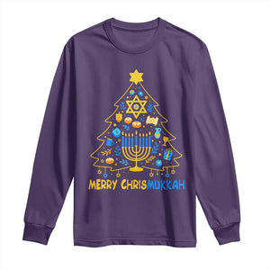 Merry Chrismukkah Long Sleeve Shirt Jewish Happy Hanukkah Christmas Tree TS10 Purple Print Your Wear