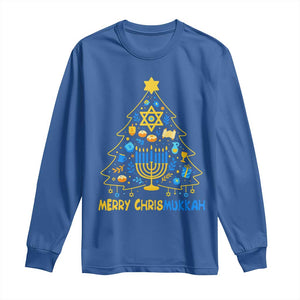 Merry Chrismukkah Long Sleeve Shirt Jewish Happy Hanukkah Christmas Tree TS10 Royal Blue Print Your Wear