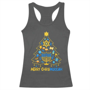 Merry Chrismukkah Racerback Tank Top Jewish Happy Hanukkah Christmas Tree TS10 Dark Heather Print Your Wear