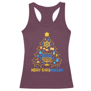 Merry Chrismukkah Racerback Tank Top Jewish Happy Hanukkah Christmas Tree TS10 Maroon Print Your Wear