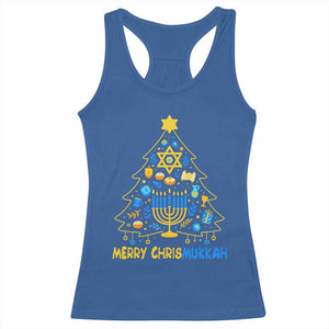 Merry Chrismukkah Racerback Tank Top Jewish Happy Hanukkah Christmas Tree TS10 Royal Blue Print Your Wear