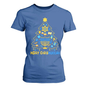 Merry Chrismukkah T Shirt For Women Jewish Happy Hanukkah Christmas Tree TS10 Royal Blue Print Your Wear