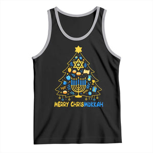Merry Chrismukkah Tank Top Jewish Happy Hanukkah Christmas Tree TS10 Black Athletic Heather Print Your Wear