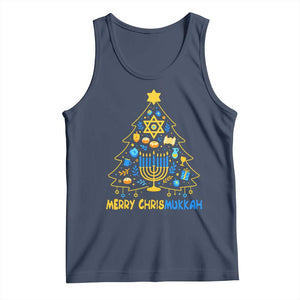 Merry Chrismukkah Tank Top Jewish Happy Hanukkah Christmas Tree TS10 Navy Print Your Wear