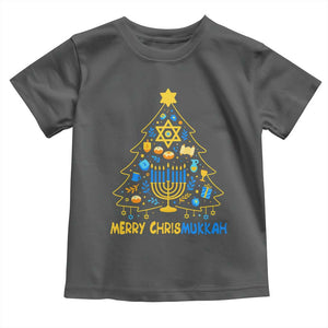Merry Chrismukkah Toddler T Shirt Jewish Happy Hanukkah Christmas Tree TS10 Dark Heather Print Your Wear