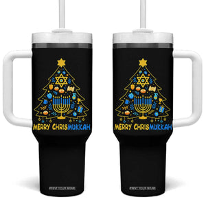 Merry Chrismukkah Tumbler With Handle Jewish Happy Hanukkah Christmas Tree TS10 One Size: 40 oz Black Print Your Wear