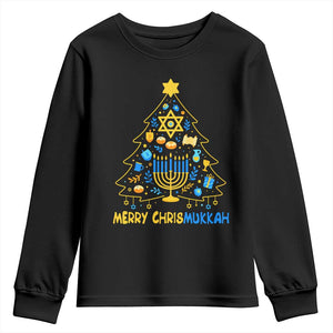 Merry Chrismukkah Youth Sweatshirt Jewish Happy Hanukkah Christmas Tree TS10 Black Print Your Wear