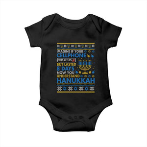 Funny Ugly Hanukkah Baby Onesie Imagine Your Cellphone Chanukah Jewish TS10 Black Print Your Wear