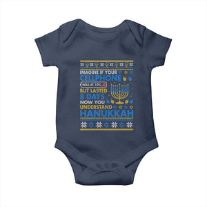 Funny Ugly Hanukkah Baby Onesie Imagine Your Cellphone Chanukah Jewish TS10 Navy Print Your Wear