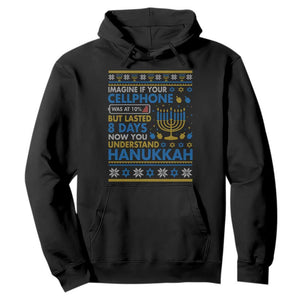 Funny Ugly Hanukkah Hoodie Imagine Your Cellphone Chanukah Jewish TS10 Black Print Your Wear