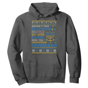 Funny Ugly Hanukkah Hoodie Imagine Your Cellphone Chanukah Jewish TS10 Dark Heather Print Your Wear