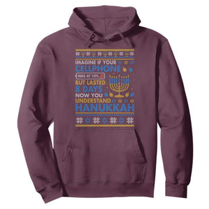 Funny Ugly Hanukkah Hoodie Imagine Your Cellphone Chanukah Jewish TS10 Maroon Print Your Wear