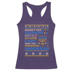 Funny Ugly Hanukkah Racerback Tank Top Imagine Your Cellphone Chanukah Jewish TS10 Purple Print Your Wear