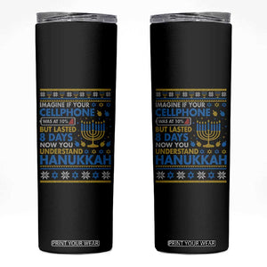 Funny Ugly Hanukkah Skinny Tumbler Imagine Your Cellphone Chanukah Jewish TS10 Black Print Your Wear