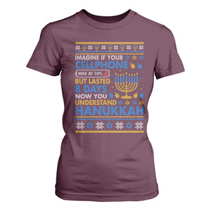 Funny Ugly Hanukkah T Shirt For Women Imagine Your Cellphone Chanukah Jewish TS10 Maroon Print Your Wear