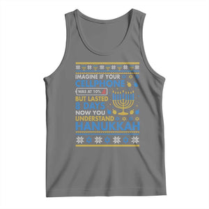 Funny Ugly Hanukkah Tank Top Imagine Your Cellphone Chanukah Jewish TS10 Black Heather Print Your Wear